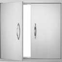 VEVOR BBQ Access Door, 26W x 24H Inch Double Outdoor Kitchen Door, Stainless Steel Flush Mount Door, Wall Vertical Door with Handles, for BBQ Island, Grilling Station, Outside Cabinet, Silver