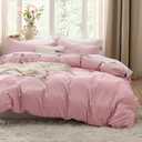 Bedsure Pink Duvet Cover Queen Size - 3 Pieces Prewashed Extra Soft Bedding Set, Includes 1 Duvet Cover 90x90 Inches with Zipper Closure & 2 Pillow Shams, Comforter Not Included