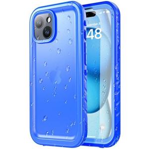 SPORTLINK for iPhone 15 Case Waterproof - Built in Screen Protector [IP68 Underwater][6.6FT Military Dropproof][Dustproof][Shockproof] Full Body Protective Phone Case 6.1" Blue