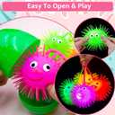 Jumbo Easter Eggs Filled with LED Puffer Balls, 8-Pack Light-Up Squeeze Stress Relief Toys for Kids, Easter Egg Hunt Fillers Treats Easter Basket Stuffers for Kid Toddler Boys Girls