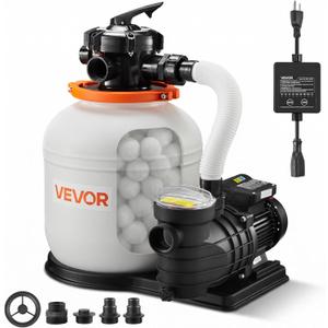 VEVOR FlashPure Sand Filter Pump, 14 in for Above Ground Pool, 0.75 HP 3500 GPH, Swimming Pool Filter System with Timer, 6X Faster Filtration, Media Installed, Leak-Resistant, Ready to Use Out of Box