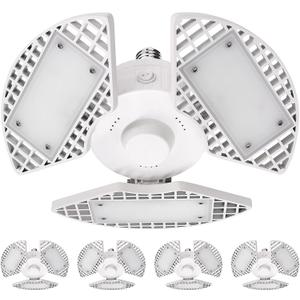 4-Pack LED Garage Light 80W, 8000 Lumens, Deformable LED Garage, 5000K Bright White, Adjustable 3 Panel Light, E26 Screw in Base, Damp Rated, ETL Listed