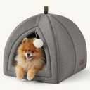 Bedsure Cat Beds for Indoor Cats - 2 in 1 Cat Cave House Tent for Kittens and Small Pets with Removable Washable Cushioned Pillow, Foldable Kitten Hideaway with Non-Slip Bottom, Grey, 17.3 inches
