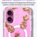 Coolwee Magnetic for iPhone 16 Case Rose Gold, Compatible with MagSafe, for Men Cute Women Girls, 10FT Military Grade Protective Cover for iPhone 16 Phone Clear Transparent Pineapple