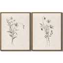 Vintage Botanical Flower Wall Art 2 Piece Neutral Boho Wildflower Painting Prints Farmhouse Floral Plants Wall Decor Minimalist Artwork for Bedroom Bathroom Living Room Home Office, 11x14 Inch Framed