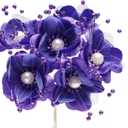 72PC Artificial Silk Pearl Spray Craft Flower for Home Craft Decor DIY Wedding Bridal Veil Headband Dress Cake Topper Embellishment Scrapbook Favor Corsage Floral Bouquet Arrangement (Purple)