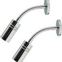 THALASSA 2 Pcs 12V Short Flexible Gooseneck Light RV Reading Light Wall Lamp Warm White, Boat Bedside Spot Light 1.4W, DC 10-30Volts Surface Mount on Marine Caravan Camper Van Yacht Interior