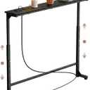 Adjustable Height Narrow Sofa Table with Built-in Power Outlets, 39" Long Console Table Behind Couch Table with Charging Station Skinny Entryway Table for Living Room & Hallway (Black)