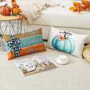 Artscope Fall Decorative Throw Pillow Covers 12x20 Inch Set of 4 Fall Gifts for Home Decor, Autumn Pumpkin Sweet Home Thankful Grateful Blessed Outdoor Farmhouse Pillow Cases for Sofa Couch-Blue