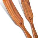 2Pcs Spurtles Kitchen Tools Wooden, Wooden Spurtle Spatula Set for Sourdough Starter, Natural from High Moist Resistance Teak, Kitchen Utensils for NonStick Cookware
