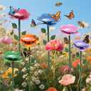 Bee Watering Station, Butterfly Feeder, Metal Bee Water Feeder with Flower Design,Elegant Outdoor Rose Yard & Patio Garden Decor (6PCS)