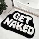 Get Naked Bath Mat 16"x29" Ultra Absorbent Non Slip Quick Drying Machine Washable Cute and Cool Rug Ideal for Your Bathroom (Black and White)