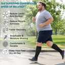 3 Pairs Wide Calf Compression Socks for Women Men 20-30 mmHg Knee High (Black)