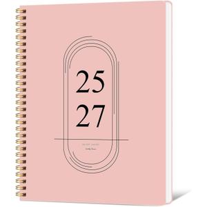 2 x Monthly Planner 2025-2027, Simplified Monthly Calendar Planner, 24 Months Calendar, July 2025 - June 2027, 7.3" * 9.5", Waterproof Cover with Spiral Bound, for Office, School - Pink