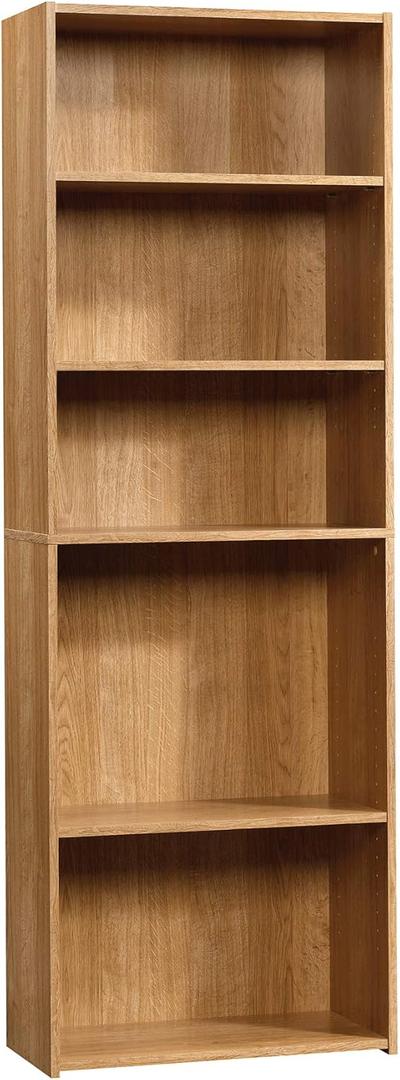 Sauder Beginnings 5-Shelf Bookcase, Bookshelf with Adjustable Storage Shelves, L: 24.57" x W: 11.50" x H: 71.18", Highland Oak