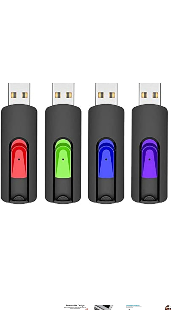 RAOYI 4 Pack 64GB USB Flash Drive, USB 2.0 Memory Stick Thumb Drives Jump Drive Pen Drive for PC Laptop Computer - 64G Multipack