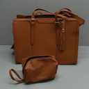 LOVEVOOK Laptop Bag for Women 15.6 inch Lightweight PU Laptop Tote, Large Capacity Computer Bag with Clutch Purse for Business, Work, Office, Travel, School, Casual (Brown & Leather)