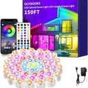 Permanent Outdoor Lights 150ft Smart Outside RGB LED Christmas Light, App Control Remote IP67 Waterproof Eternity Eaves Lighting for HalloweenHousePatio Decor Garden Decor, Decorations