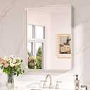 Keonjinn 24 x 30 Inch Brushed Nickel Bathroom Mirrors for Over Sink, Rounded Rectangle Silver Bathroom Vanity Mirror, Farmhouse Mirror for Wall, HD Tempered Glass, Anti-Rust Aluminum Alloy Mirror