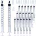 20 Pack 1ml Syringe with Cap for Liquid, 1cc Plastic Small Syringes with Cover, Non-Sterile, No Needle
