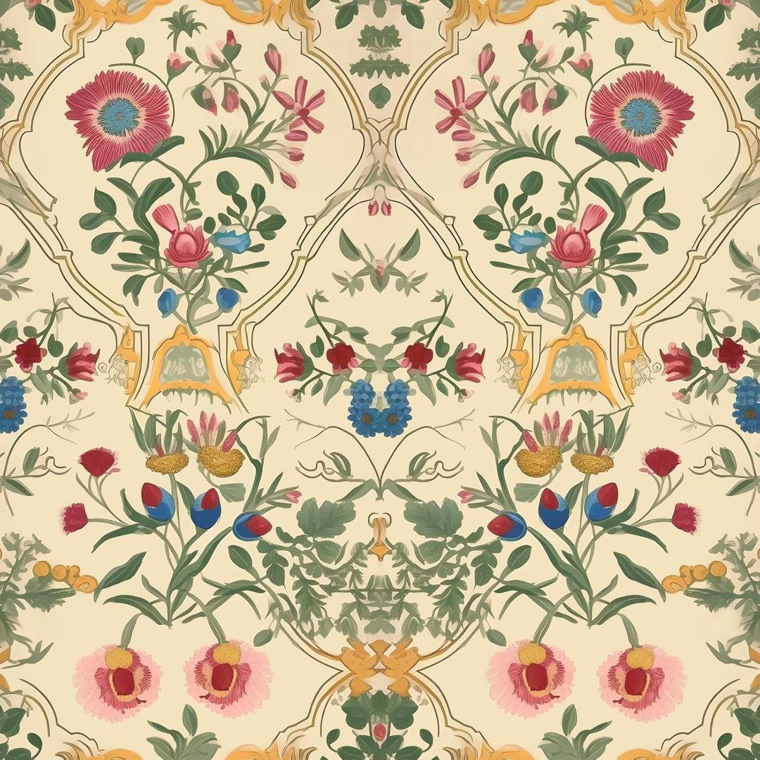 Yellow Floral Peel and Stick Wallpaper - Boho Vintage Leaf Pattern - Removable Self Adhesive for Cabinet Drawers - 17.5''x393''