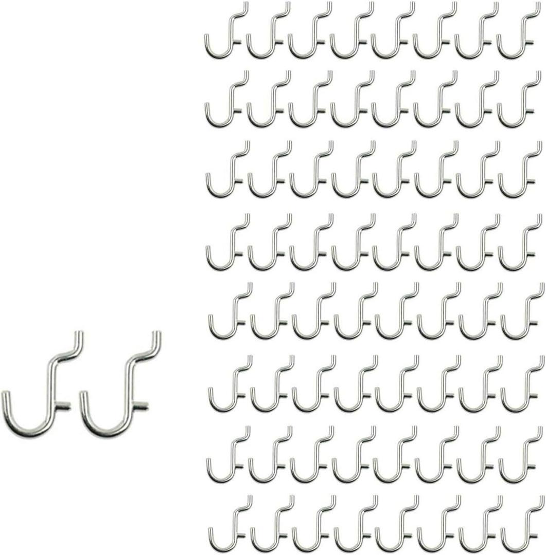100PCS Metal Pegboard J Hook Accessories Peg Board Wall Display Assortment for Jewelry Organizer Hanging Tools
