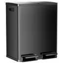 DUMOS Kitchen Trash Can, 2x8-Gallon Dual Trash Can with Lid, Stainless Steel Garbage Bin with 2 Removable Inner Buckets, Soft-Close Foot Pedal for Kitchen, Home, Office, Glossy Black
