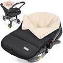 Orzbow Winter Carseat Cover for Baby | Infant Car Seat Cover, Waterproof Car Seat Blanket with Adjustable Collar | Warm and Cozy Fleece Carseat Canopy Blanket for Baby Winter Essentials, Black (Footmuff & Blanket Style)