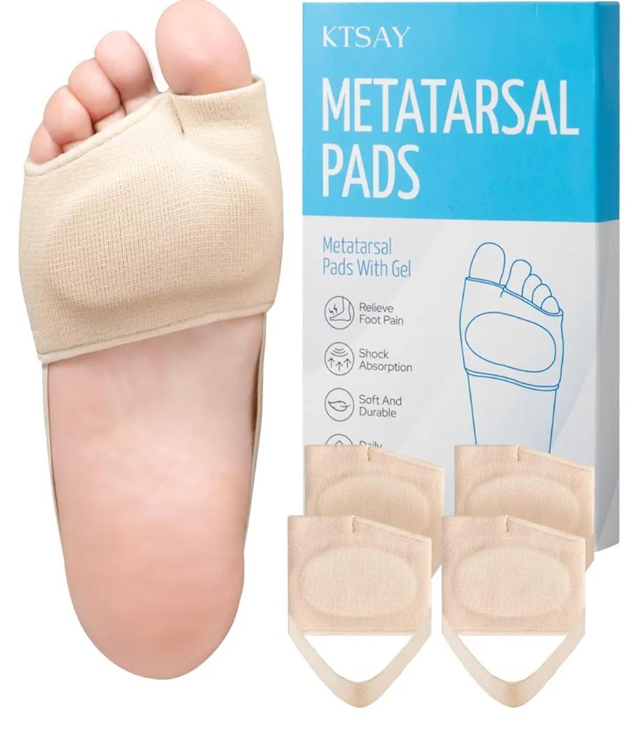 KTSAY 2 Pairs Metatarsal Pads with Gel Pad for Women and Men, Foot Pads for Ball Pain Relief, Morton's Neuroma, Metatarsalgia Support(Black,Large)