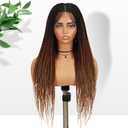 Fancy Hair Braided Wig for Black Women Square Knotless Box Braided Wigs Full Double Lace Glueless Braids Wig with Baby Hair Synthetic Ombre Brown to Blonde Braid Wig 26 inch