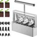 NVRGIUP Soil Blocker, 4 Cell Soil Block Maker 2 Inch with 3 Sizes Seed Pins, Seed Handheld Block Maker with Comfortable Handle, Garden Blocking Tools for Seedings, Cuttings, Greenhouses
