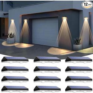 Solar Fence Lights Outdoor Waterproof LED  3000/4000/6000K 3 Mode, IP65 Waterproof Fence Lights Solar Powered, Solar Wall Lights for Outside, Backyard/Step/Patio/Deck Fence/Stair Railings (12 pack)