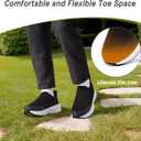 Men's Orthopedic Slip On Loafers: Comfortable Heel and Foot Pain Relief Relief Walking Shoes, Breathable Orthotic Thick Sole Plantar Fasciitis Ultra Outdoor Sneakers Black Size 11