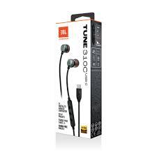 JBL Tune 310C - Wired Hi-Res in-Ear Headphones, Tangle-Free Flat Cable, 3-Button Remote with Microphone (Black)