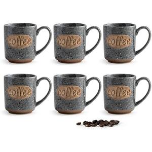 LYEOBOH Espresso Cups, Coffee Cups, Tea Cup - 3 oz Grey Ceramic Set of 6, Mini Coffee Mugs, Demitasse Cups, Espresso Shot, Microwave Dishwasher Safe, Ceramic Mugs, Perfect for Daily Use & Tea Time