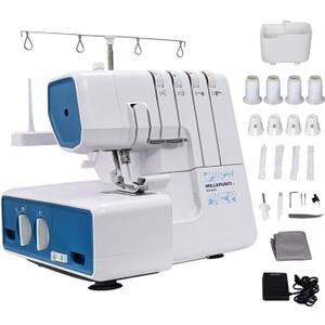 MILLEPUNTI MLD42 Metal Frame Serger Overlock Sewing Machine, 12 Built-In Stitches, 2-3-4 Stitch Capability, 1300 Stitches Per Minute, Serger with Accessory Kit & Adjustable Differential Feed