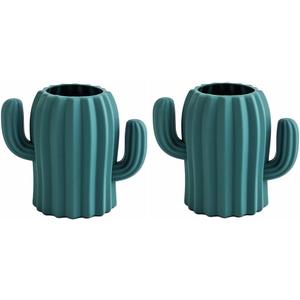 Silicone Pen Holder Cactus Pencil Holder Cute Pens Cup for Desk for Kids Office Decor Desk Accessories Pen Pot Desk Organizer (Dark Green, 2 Pack)