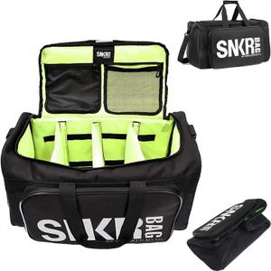 ARTFILIF Shoes Bag for Travel, Travel Sneaker Bag, Shoes Duffle Bag for Travel, Sports Gym Bag for Women and Men with 3 Adjustable Compartments (White)