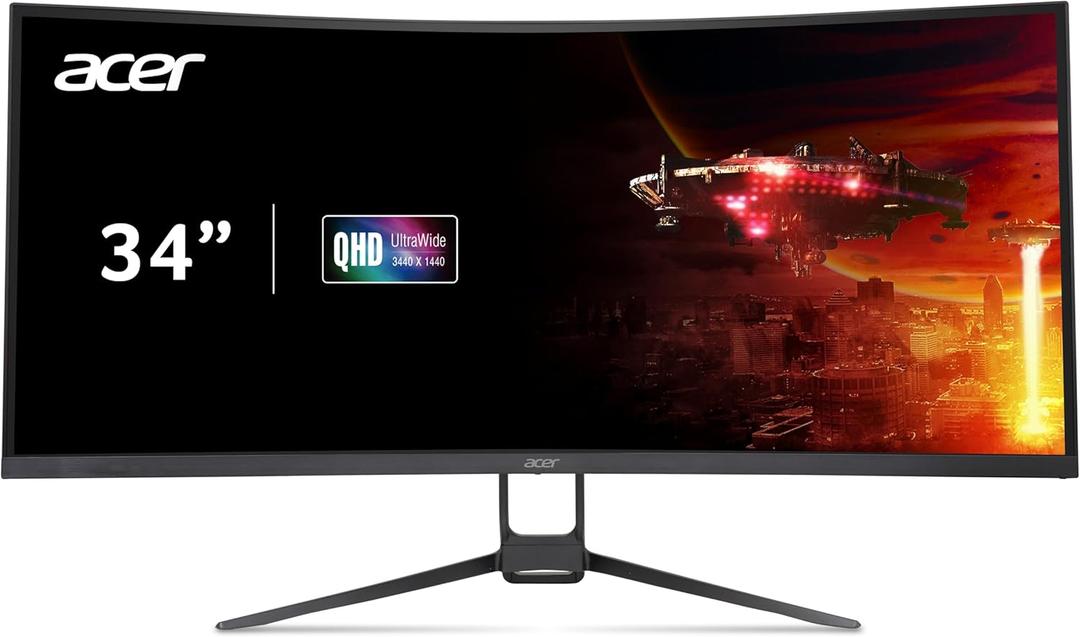 acer Nitro 34" UWQHD 3440 x 1440 1000R Curved PC Gaming Monitor | Adaptive-Sync Support (FreeSync Compatible) | 100Hz Refresh | 1ms VRB | AdobeRGB 90% | 2 x DP 1.2 & 2 x HDMI 2.0 | EDA343CUR Hbmiippx
