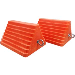 ROBLOCK 2 Pack Wheel Chocks Heavy Duty Orange with Eyebolt for Travel Trailer, 10" Length x 8" Width x 5.7" Height