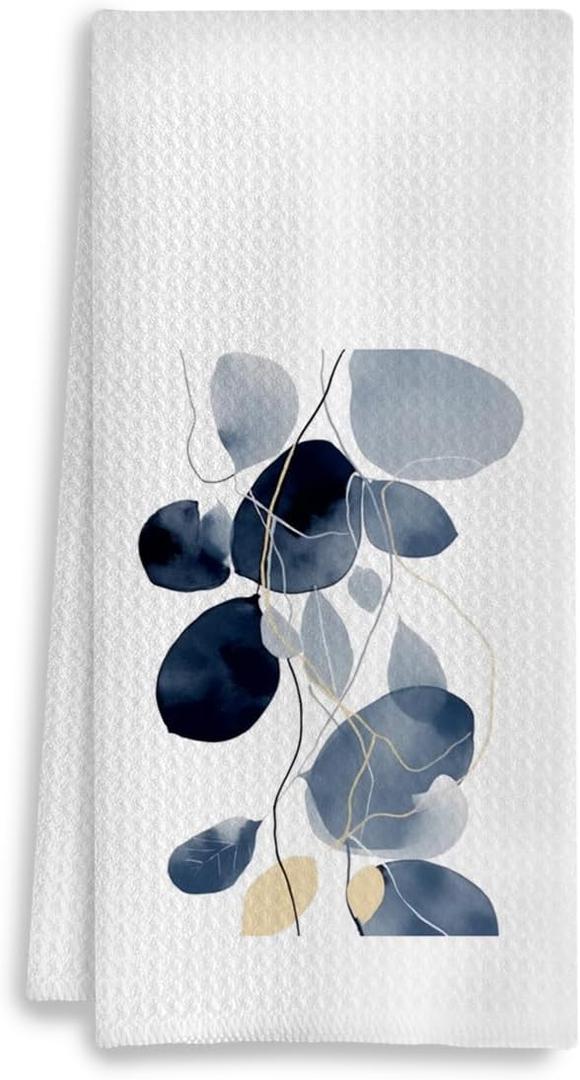 Abstract Boho Kitchen Towels - Navy Blue Boho Dish Towels for Kitchen, Mid Century Modern Decor, Modern Kitchen Decor, 16x24 Inch