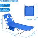 SUNNYFEEL Lay Flat Tanning Chair with Face Down Hole & Arm Slots, Backpack Beach Lounge Chair, 5-Position Folding Sunbathing Chair, 300 LBS Heavy Duty, 72" L x 22" W for Beach, Pool, Camping, Standard -1pcs