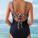 HXN Women's One Piece Swimsuit Tummy Control Bathing Suit Color Block Cutout Slimming Swim Suit Swimwear 2025 (M)