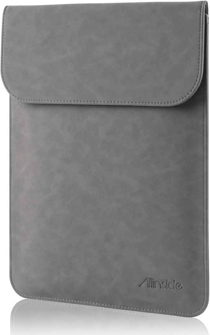 Allinside 13 inch Laptop Sleeve Case for MacBook Neo A18 Pro/MacBook Air 13 2018-2026/MacBook Pro 13 2016-2022, Waterproof PU Suede Leather Laptop Sleeve Bag Protective Vertical Case Cover, Gray