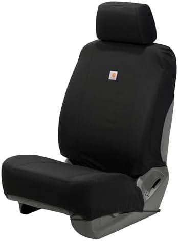 Carhartt Universal Nylon Duck Canvas Fitted Bucket Seat Cover, Durable Seat Protection with Rain Defender, Single, Black