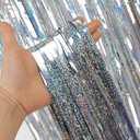 Silver Backdrops Curtains Christmas Party Decorations, Tinsel Streamers Birthday Decoration for Birthday Decorations, Photo Booth Props for Wedding, Baby Shower, 2Pack 3.28X6.56Ft