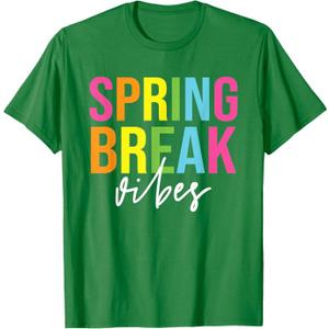 Spring Break Vibes Funny Spring Break Teacher T-Shirt Large