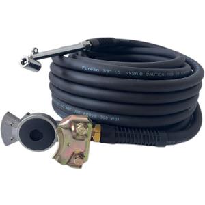 Truck Tire Inflator Kit, 3/8 in x 50 ft Hybrid Air Hose with Glad Hand & Air Chuck, Heavy Duty, Lightweight, Kink Resistant, 300 PSI (Black)