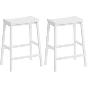 HOOBRO Bar Stools, Set of 2 Bar Chairs, 23.6 Inch Saddle Stools, Kitchen Counter Seat with Footrests, Industrial Barstools for Dining Room, Kitchen, Counter, Bar, White WW02MD01