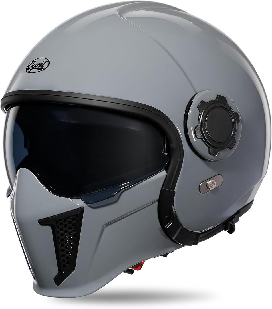 Modular Motorcycle Helmet with Double Visors, DOT Approved Motorcycle Helmets, Full Face Motocross Helmet for Adults Mens, Women Youth Grey-M